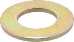 Made in USA - 1" Screw, Grade 8 Alloy Steel SAE Flat Washer - 1-1/16" ID x 2" OD, 0.16" Thick, Zinc Yellow Dichromate Finish - Americas Industrial Supply
