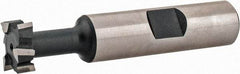 Interstate - 9/16" Cut Diam, 15/64" Cut Width, 17/64" Neck Diam, 1/2" Shank Diam, 2-19/32" OAL, High Speed Steel T-Slot Cutter - TiN Finish, 1/4" Bolt, 1-13/16" Shank Length, Staggered Teeth - Americas Industrial Supply