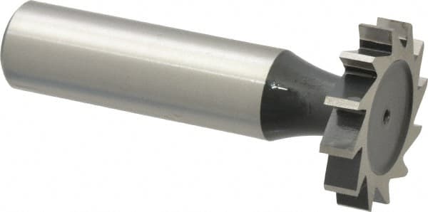 Interstate - 1" Diam x 3/16" Face Width, Cobalt, 12 Teeth, Shank Connection Woodruff Keyseat Cutter - Uncoated, 2-3/16" OAL x 1/2" Shank, Straight Teeth, ANSI 608, Old Standard 13 - Americas Industrial Supply