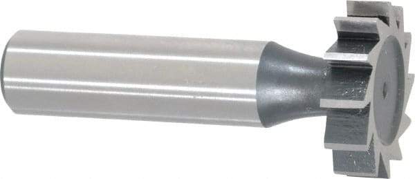 Interstate - 1" Diam x 1/4" Face Width, Cobalt, 12 Teeth, Shank Connection Woodruff Keyseat Cutter - Uncoated, 2-1/4" OAL x 1/2" Shank, Straight Teeth, ANSI 808, Old Standard 15 - Americas Industrial Supply