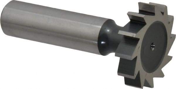Interstate - 1-1/8" Diam x 1/4" Face Width, Cobalt, 12 Teeth, Shank Connection Woodruff Keyseat Cutter - Uncoated, 2-1/4" OAL x 1/2" Shank, Straight Teeth, ANSI 809, Old Standard 18 - Americas Industrial Supply