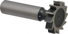 Interstate - 1-1/8" Diam x 1/4" Face Width, Cobalt, 12 Teeth, Shank Connection Woodruff Keyseat Cutter - Uncoated, 2-1/4" OAL x 1/2" Shank, Straight Teeth, ANSI 809, Old Standard 18 - Americas Industrial Supply