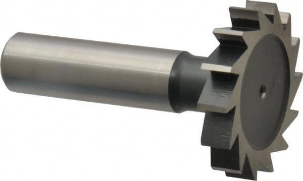 Interstate - 1-3/8" Diam x 1/4" Face Width, Cobalt, 14 Teeth, Shank Connection Woodruff Keyseat Cutter - Uncoated, 2-1/4" OAL x 1/2" Shank, Straight Teeth, ANSI 811, Old Standard 22 - Americas Industrial Supply
