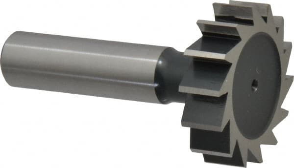 Interstate - 1-3/8" Diam x 3/8" Face Width, Cobalt, 14 Teeth, Shank Connection Woodruff Keyseat Cutter - Uncoated, 2-3/8" OAL x 1/2" Shank, Straight Teeth, ANSI 1211, Old Standard F - Americas Industrial Supply