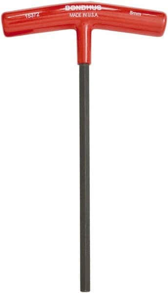 Bondhus - 8mm Hex, T-Handle Cushion Grip, Hex Key - 229mm OAL, Metric System of Measurement - Americas Industrial Supply