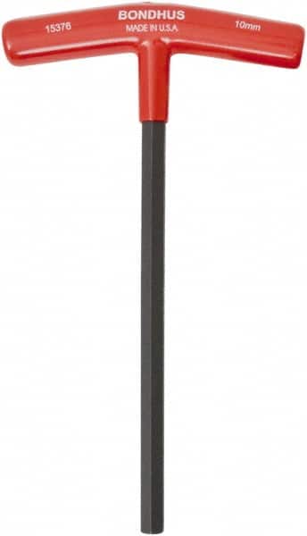 Bondhus - 10mm Hex, T-Handle Cushion Grip, Hex Key - 9" OAL, Protanium High Torque Steel, Metric System of Measurement - Americas Industrial Supply