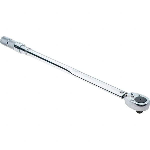 Proto - 3/4" Drive Micrometer Type Ratchet Head Torque Wrench - 142 N/m to 428 N/m Torque, 32-23/32" OAL, 1.7 N/m Graduation, Ratchet Head - Americas Industrial Supply