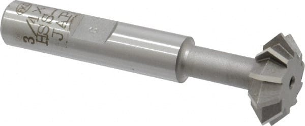 Interstate - 3/4° 3/4" Cut Diam, 1/4" Cut Width, 3/8" Shank, Cobalt Double-Angle Cutter - Americas Industrial Supply