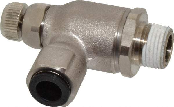 Legris - 3/8" Tube OD x 3/8" NPT Metal Flow Control Regulator - 0 to 145 psi & Treated Brass Material - Americas Industrial Supply