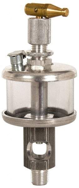 LDI Industries - 1 Outlet, Polymer Bowl, 354.9 mL Manual-Adjustable Oil Reservoir - 1/2 NPTF Outlet, 3" Diam x 9-1/8" High, 71.11°C Max - Americas Industrial Supply