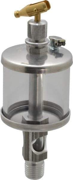 LDI Industries - 1 Outlet, Polymer Bowl, 44.4 mL Manual-Adjustable Oil Reservoir - 1/4 NPTF Outlet, 1-3/4" Diam x 5-3/8" High, 71.11°C Max - Americas Industrial Supply