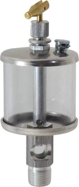 LDI Industries - 1 Outlet, Polymer Bowl, 73.9 mL Manual-Adjustable Oil Reservoir - 3/8 NPTF Outlet, 2" Diam x 5-3/4" High, 71.11°C Max - Americas Industrial Supply
