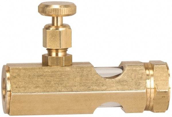 LDI Industries - 3/8 Outlet Thread, 3/8 Inlet Thread, Brass, Straight Valve, Oil Reservoir Needle Valve - 1 Outlet, FNPTF Inlet Thread, FNPTF Outlet Thread - Americas Industrial Supply