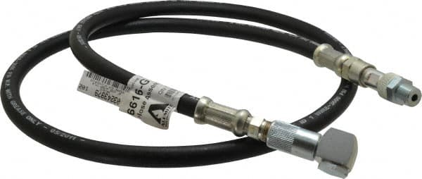 Alemite - 5-1/2' Long, Grease Gun Hose & Coupler Assembly - Includes Check Valve & Swivel - Americas Industrial Supply
