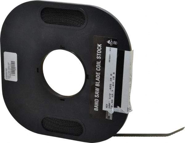 M.K. MORSE - 1/2" x 100' x 0.025" Carbon Steel Band Saw Blade Coil Stock - 18 TPI, Toothed Edge, Raker Set, Flexible Back, Constant Pitch, - Americas Industrial Supply