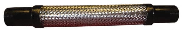 Made in USA - 9" OAL, 2-1/2" ID, 390 Max psi, Flexible Metal Hose Assembly - 2-1/2" Fitting, Flanged x Flanged End Connections, Carbon Steel Fitting, Stainless Steel Hose - Americas Industrial Supply