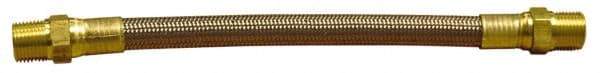Made in USA - 24" OAL, 5/16" ID, 2,500 Max psi, Flexible Metal Hose Assembly - 3/8" Fitting, Male Coupling x Male Coupling End Connections, Stainless Steel Fitting, 304 Stainless Steel Braid over PTFE Hose - Americas Industrial Supply
