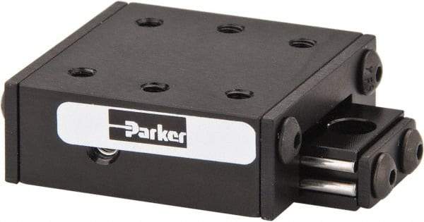 Parker - 6 Lb. Capacity, 4-40 Mount Hole, 1/2" Travel, Ball Bearing Slide Table - Single Axis, 6 Mounting Holes, 1-1/4" Long x 1-1/4" Wide x 1/2" High - Americas Industrial Supply
