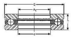 INA Bearing - 1-7/8" Inside x 3-7/32" Outside Diam, 13/16" Thick, Steel Ball Thrust Bearing - 17,500 Lbs. Static Capacity, 6,900 Max Pressure x Velocity - Americas Industrial Supply