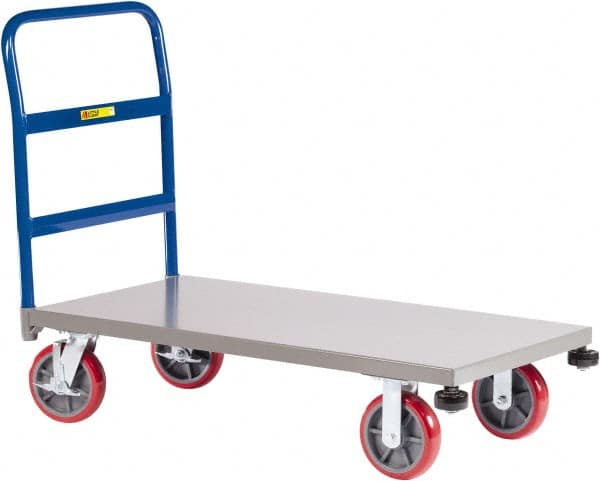 Little Giant - 3,600 Lb Capacity Steel Platform Truck - Steel Deck, 30" OAW, 48" Platform Length, Polyurethane Casters - Americas Industrial Supply