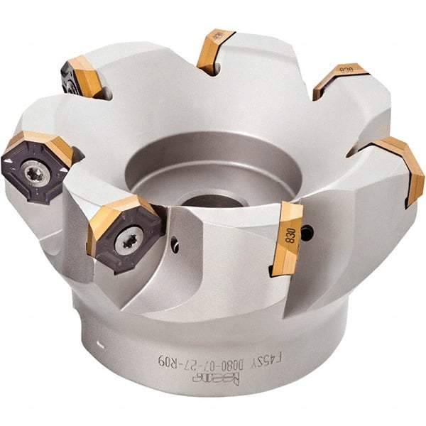Iscar - 4.37" Cut Diam, 1-1/2" Arbor Hole, 0.18" Max Depth of Cut, 50° Indexable Chamfer & Angle Face Mill - 10 Inserts, IQ845 SYHU 07.. Insert, Right Hand Cut, Through Coolant, Series DoveIQMill - Americas Industrial Supply
