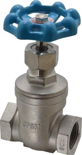 Legend Valve - 3/4" Pipe, Threaded Stainless Steel Solid Wedge Stem Gate Valve - 600 WOG, 125 WSP - Americas Industrial Supply