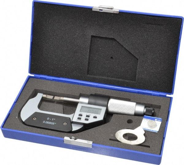 Value Collection - 0" to 1" Electronic Chrome (Frame) Coated Blade Micrometer - 0.75mm Blade Thickness, Friction Thimble - Americas Industrial Supply
