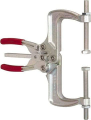 De-Sta-Co - 4448.22 N Load Capacity, 2.56" Throat Depth, 9.15" OAL, Carbon Steel, C Style Plier Clamp - 7.92" Max Jaw Capacity, M10x1.25 Spindle, 7.92" Open Throat Height, Red Handle, Spindle End - Americas Industrial Supply