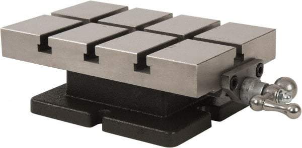 Palmgren - 6" Table Width x 10 Table Length, 6" Longitudinal Travel, Slide Machining Table - 3-1/2" Overall Height, One Longitudinal T Slot, 7-5/8" Base Length x 6-3/8" Base Width - Americas Industrial Supply