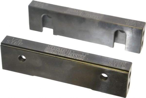 Snap Jaws - 6" Wide x 1.53" High x 0.73" Thick, Step Vise Jaw - Hard, Steel, Fixed Jaw, Compatible with 6" Vises - Americas Industrial Supply