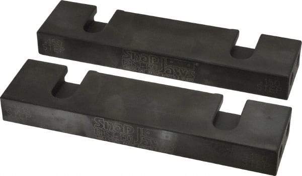 Snap Jaws - 8" Wide x 2.03" High x 0.98" Thick, Step Vise Jaw - Hard, Steel, Fixed Jaw, Compatible with 8" Vises - Americas Industrial Supply