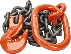 Pewag - 5' Long x 10" Wide, 8,800 Lb Basket Capacity, 8,800 Lb Vertical Capacity, Alloy Steel Web Sling - SOG Chain Sling, 3/8" Diam Chain, Self-Colored, with Grab Hook & Master Link - Americas Industrial Supply
