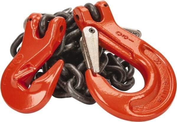 Pewag - 5' Long x 10" Wide, 4,300 Lb Basket Capacity, 4,300 Lb Vertical Capacity, Alloy Steel Web Sling - SSG Chain Sling, 9/32" Diam Chain, Self-Colored, with Grab Hook & Sling Hook - Americas Industrial Supply