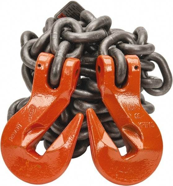 Pewag - 10' Long x 10" Wide, 15,000 Lb Basket Capacity, 15,000 Lb Vertical Capacity, Alloy Steel Web Sling - SGG Chain Sling, 1/2" Diam Chain, Self-Colored, with 2 Grab Hooks - Americas Industrial Supply