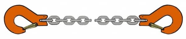Pewag - 5' Long x 10" Wide, 4,300 Lb Basket Capacity, 4,300 Lb Vertical Capacity, Alloy Steel Web Sling - SSS Chain Sling, 9/32" Diam Chain, Self-Colored, with 2 Sling Hooks - Americas Industrial Supply