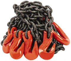 Pewag - 10' Long x 10" Wide, 22,800 Lb Basket Capacity, 22,800 Lb Vertical Capacity, Alloy Steel Web Sling - QOG Chain Sling, 3/8" Diam Chain, Self-Colored, with 4 Grab Hooks & Master Link - Americas Industrial Supply