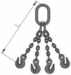 Pewag - 10' Long, 31,000 Lb Basket Capacity, 17,900 Lb Vertical Capacity, 4 Ply, Alloy Steel Web Sling - 17,900 Lb Choker Capacity, QOG Chain Sling, 1/2" Diam Chain, Blue, with 4 Grab Hooks & Master Link - Americas Industrial Supply