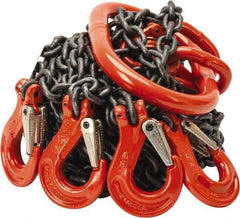 Pewag - 10' Long x 10" Wide, 7,000 Lb Basket Capacity, 7,000 Lb Vertical Capacity, Alloy Steel Web Sling - QOS Chain Sling, 7/32" Diam Chain, Self-Colored, with 4 Sling Hooks & Master Link - Americas Industrial Supply