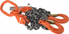 Pewag - 5' Long x 10" Wide, 7,500 Lb Basket Capacity, 7,500 Lb Vertical Capacity, Alloy Steel Web Sling - DOS Chain Sling, 9/32" Diam Chain, Self-Colored, with 2 Sling Hooks, Master Link & 2 Shortening Hooks - Americas Industrial Supply