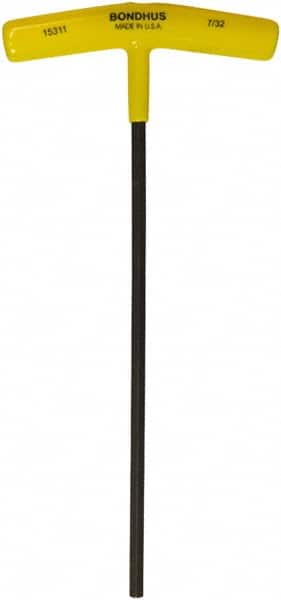 Bondhus - 7/32" Hex, T-Handle Cushion Grip, Hex Key - 9" OAL, Protanium High Torque Steel, Inch System of Measurement - Americas Industrial Supply