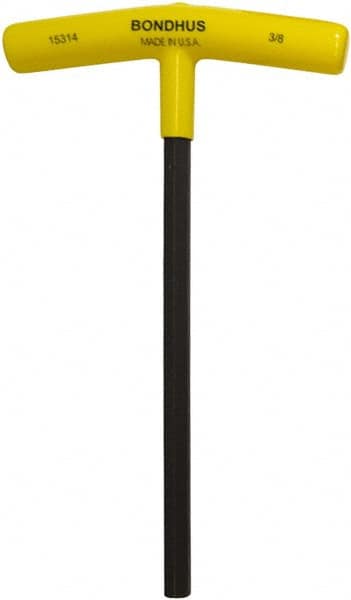Bondhus - 3/8" Hex, T-Handle Cushion Grip, Hex Key - 9" OAL, Protanium High Torque Steel, Inch System of Measurement - Americas Industrial Supply