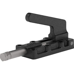 De-Sta-Co - 550 Lb Load Capacity, Flanged Base, Carbon Steel, Standard Straight Line Action Clamp - 6 Mounting Holes, 0.22" Mounting Hole Diam, 0.39" Plunger Diam, Straight Handle - Americas Industrial Supply