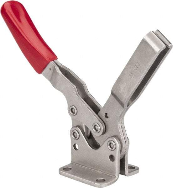 De-Sta-Co - 850 Lb Holding Capacity, Horizontal Handle, Manual Hold Down Toggle Clamp - 70° Handle Movement, 92° Bar Opening, U-Bar, Flanged Base, Electro-Plated Zinc, Stainless Steel - Americas Industrial Supply