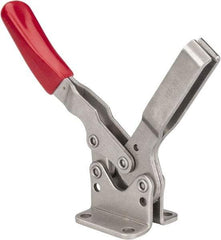 De-Sta-Co - 850 Lb Holding Capacity, Horizontal Handle, Manual Hold Down Toggle Clamp - 70° Handle Movement, 92° Bar Opening, U-Bar, Flanged Base, Electro-Plated Zinc, Stainless Steel - Americas Industrial Supply