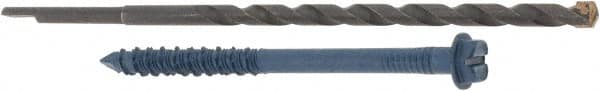 Made in USA - 1/4" Diam, 3-1/4" Length Under Head, Hex Drive, Concrete Screw & Masonry Fastener - Steel, Blue Climaseal Finish, Includes Drill Bit - Americas Industrial Supply