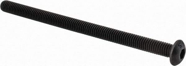 Value Collection - #10-32 UNF Hex Socket Drive, Button Screw - Alloy Steel, Black Oxide Finish, Fully Threaded, 3" Length Under Head - Americas Industrial Supply