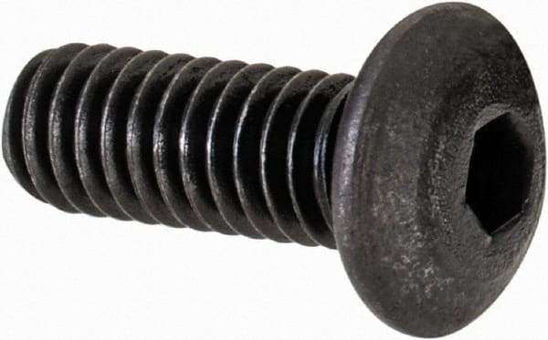Value Collection - #6-40 UNF Hex Socket Drive, Button Screw - Alloy Steel, Black Oxide Finish, Fully Threaded, 3/8" Length Under Head - Americas Industrial Supply