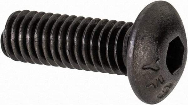 Value Collection - #8-36 UNF Hex Socket Drive, Button Screw - Alloy Steel, Black Oxide Finish, Fully Threaded, 1/2" Length Under Head - Americas Industrial Supply