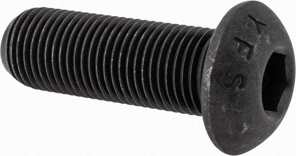 Value Collection - 1/2-20 UNF Hex Socket Drive, Button Screw - Alloy Steel, Black Oxide Finish, Fully Threaded, 1-1/2" Length Under Head - Americas Industrial Supply