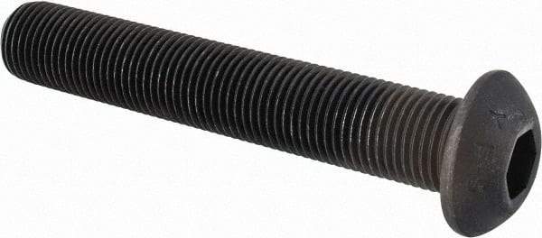 Value Collection - 1/2-20 UNF Hex Socket Drive, Button Screw - Alloy Steel, Black Oxide Finish, Fully Threaded, 3" Length Under Head - Americas Industrial Supply